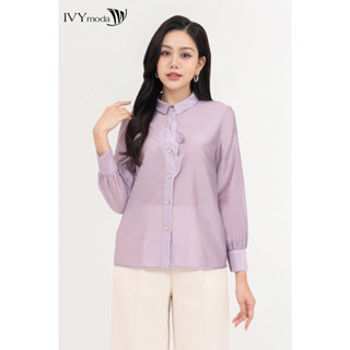 Áo sơ mi lụa đính hoa nữ ivy moda ms 17m8554