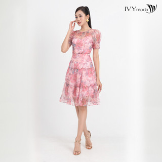 Đầm voan hoa dáng xòe nữ ivy moda ms 48m8652