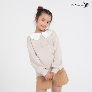 Áo nỉ cổ peter pan cách điệu bé gái ivy moda ms 58g1596