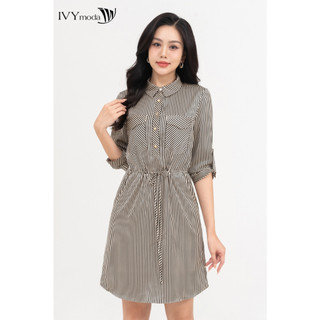 Đầm sơ mi kẻ nữ IVY moda MS 48B9678