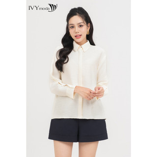 Áo sơ mi lụa nẹp dấu khuy nữ ivy moda ms 17b9612