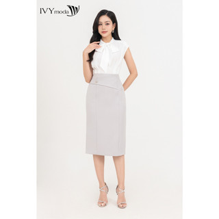 Chân váy bút chì đính phụ kiện ivy moda ms 30m8711