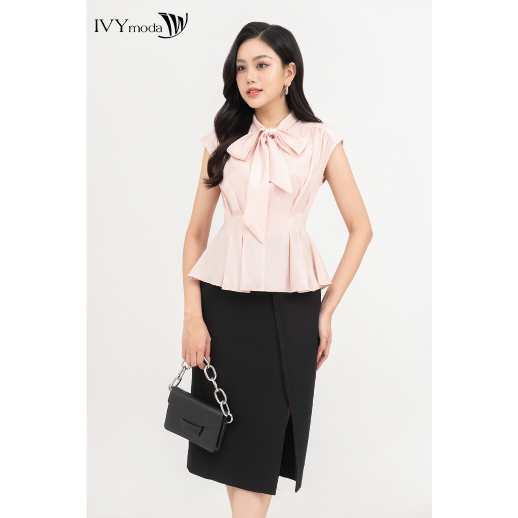 Áo sơ mi peplum cổ nơ nữ IVY moda MS 16M8717 | BigBuy360 - bigbuy360.vn
