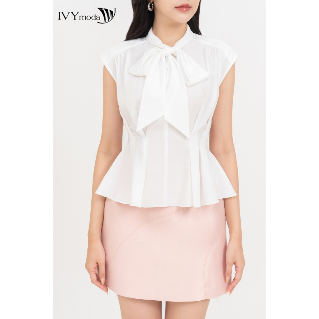 Áo sơ mi peplum cổ nơ nữ IVY moda MS 16M8717 | BigBuy360 - bigbuy360.vn