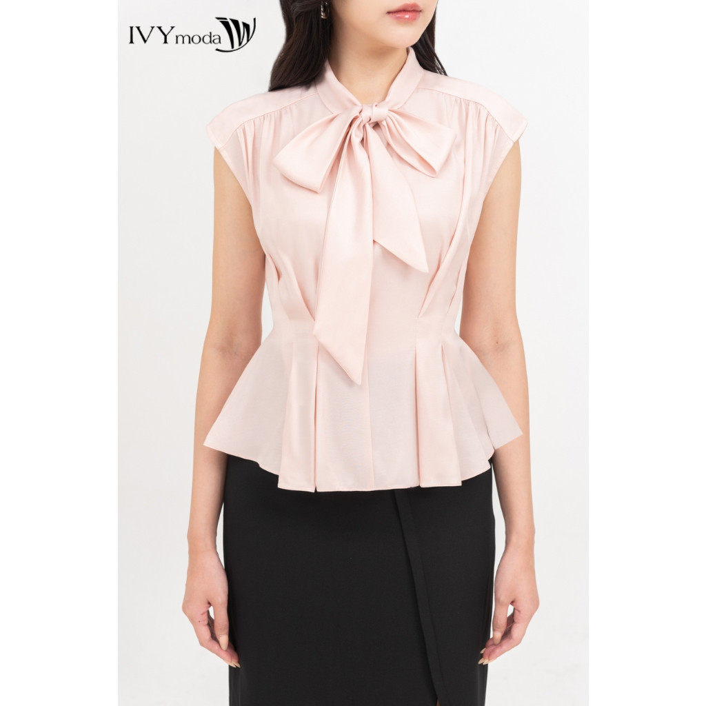 Áo sơ mi peplum cổ nơ nữ IVY moda MS 16M8717 | BigBuy360 - bigbuy360.vn