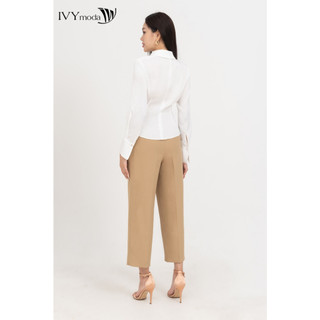 Sơ mi lụa nữ cổ V kèm nơ eo IVY moda MS 17B9512