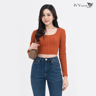 Áo thun croptop cổ vuông nữ ivy moda ms 58b9130