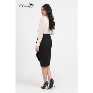 Áo sơ mi lụa thăt nơ nữ IVY moda MS 17M8493