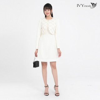 Set đầm tweed và áo khoác croptop nữ ivy moda ms 67m8182