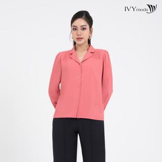 Áo lụa cổ 2 ve tay phồng nữ ivy moda ms 17m8145