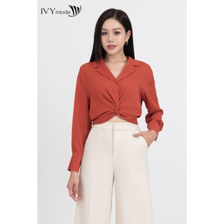 Áo sơ mi bo gấu nữ ivy moda ms 17b9520