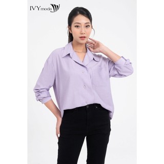 Áo sơ mi lụa dáng suông nữ ivy moda ms 17m7999