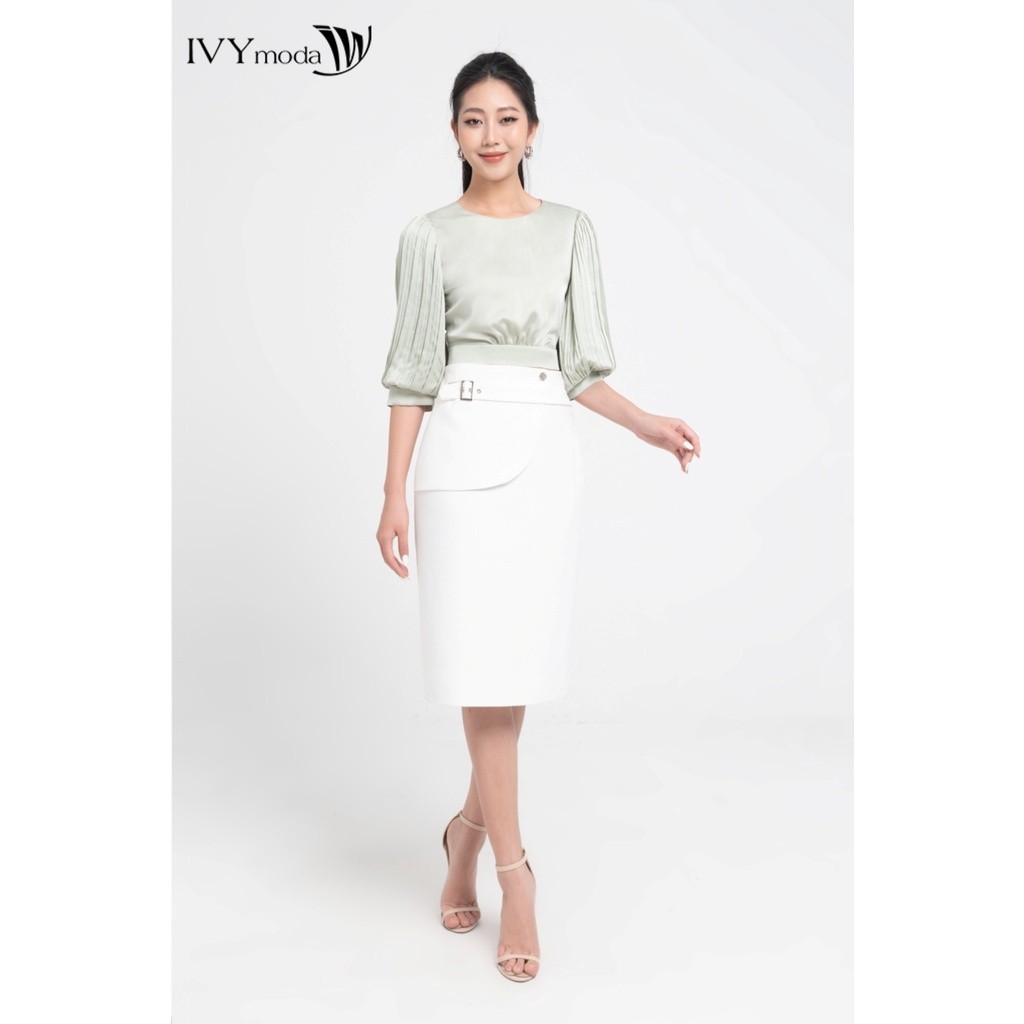 Áo lụa croptop eo cut-out nữ IVY moda MS 16M7911