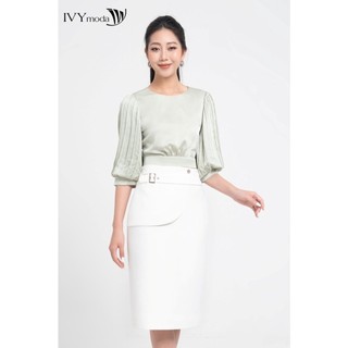 Áo lụa croptop eo cut-out nữ IVY moda MS 16M7911