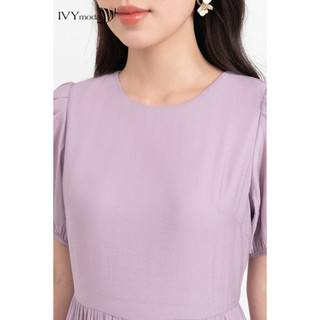 Đầm lụa xòe tay bồng nữ IVY moda MS 48M8304