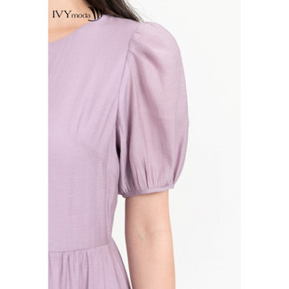 Đầm lụa xòe tay bồng nữ IVY moda MS 48M8304