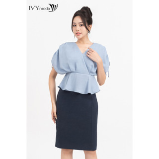 Áo sơ mi xếp tà peplum nữ ivy moda ms 16m8382