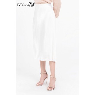 Chân váy lụa xếp ly dáng dài IVY moda MS 30M8172