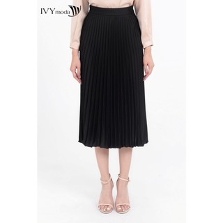 Chân váy lụa xếp ly dáng dài IVY moda MS 30M8172