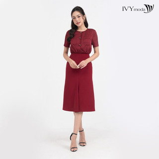 Đầm lụa đuôi cá nữ, đầm công sở dạo phố nữ IVY moda MS 48M8404