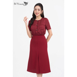 Đầm lụa đuôi cá nữ, đầm công sở dạo phố nữ IVY moda MS 48M8404