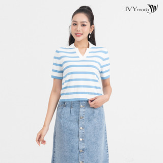 Áo len mỏng họa tiết kẻ ngang nữ ivy moda ms 57m7847