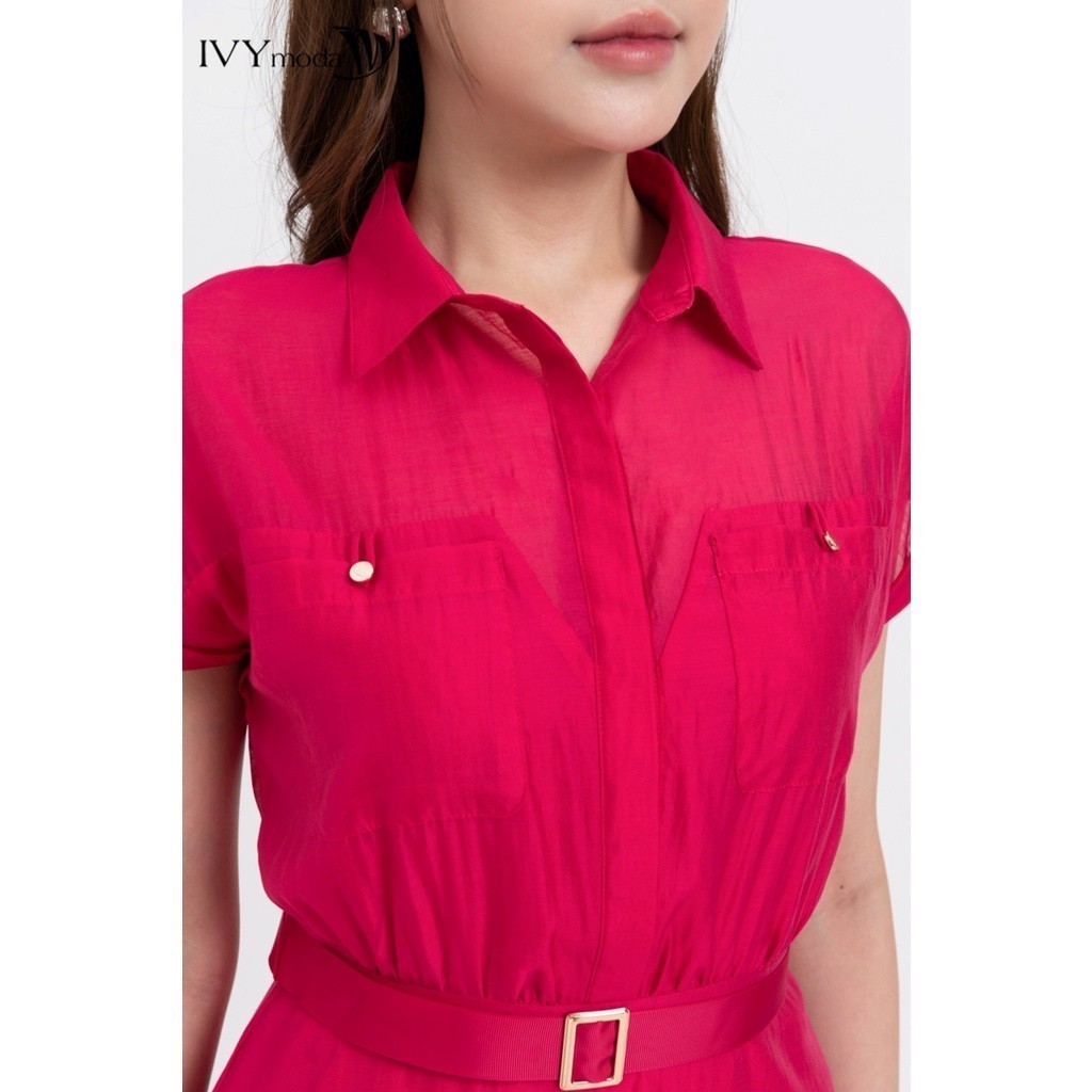 Đầm lụa dáng xòe phối đai nữ IVY moda MS 48M8275 | BigBuy360 - bigbuy360.vn