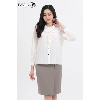 Áo sơ mi lụa cổ xếp bèo nữ IVY moda MS 17M8155