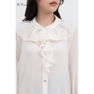Áo sơ mi lụa cổ xếp bèo nữ IVY moda MS 17M8155