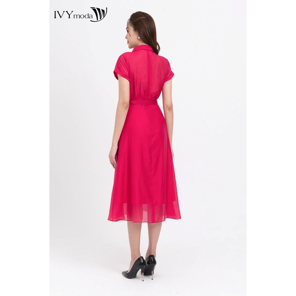 Đầm lụa dáng xòe phối đai nữ IVY moda MS 48M8275 | BigBuy360 - bigbuy360.vn