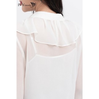 Áo sơ mi lụa cổ xếp bèo nữ IVY moda MS 17M8155