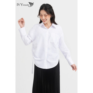 Áo sơ mi phối dây rút eo nữ ivy moda ms 17b9484