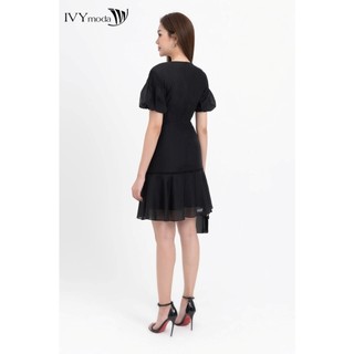 Đầm lụa đuôi cá phối nơ nữ IVY moda MS 48M8280