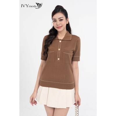 Áo len lông cừu nữ đục lỗ IVY moda MS 57M7808