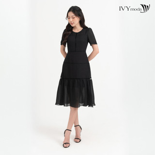 Đầm lụa ôm dáng xòe nữ IVY moda MS 48M8290