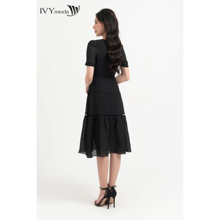 Đầm lụa ôm dáng xòe nữ IVY moda MS 48M8290