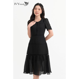 Đầm lụa ôm dáng xòe nữ IVY moda MS 48M8290