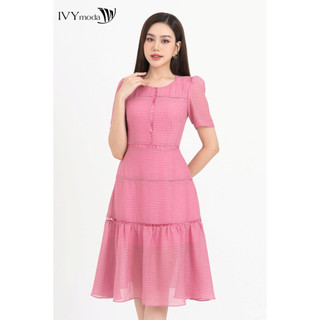 Đầm lụa ôm dáng xòe nữ IVY moda MS 48M8290