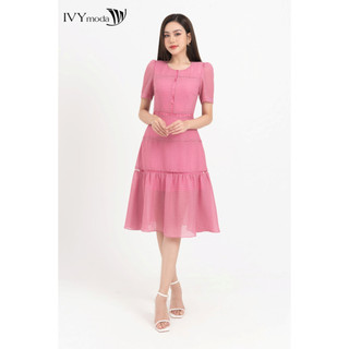 Đầm lụa ôm dáng xòe nữ IVY moda MS 48M8290