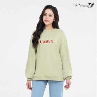 Áo nỉ oversize crown nữ ivy moda ms 58t0142