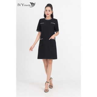 Đầm tweed suông phối viền nữ ivy moda ms 48m8606
