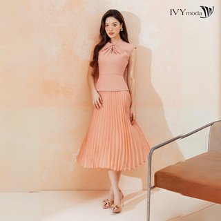 Đầm dạo phố dáng xòe xếp ly nữ ivy moda ms 41m8287