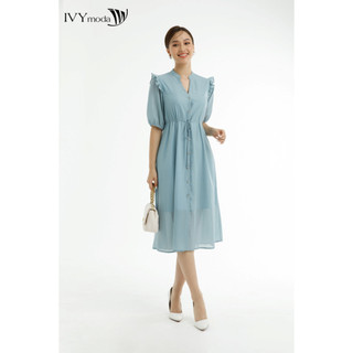 Đầm lụa phối bèo nữ ivy moda ms 48m7640