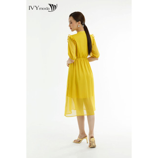 Đầm lụa phối bèo nữ IVY moda MS 48M7640
