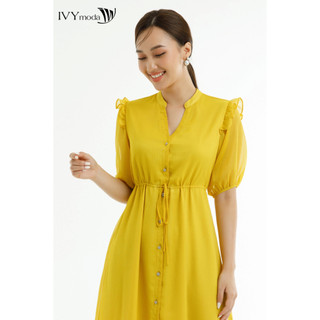 Đầm lụa phối bèo nữ IVY moda MS 48M7640