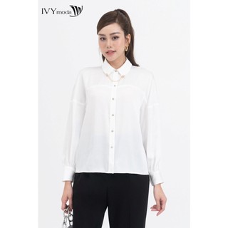 Áo sơ mi lụa phối phụ kiện nữ IVY moda MS 17M8159
