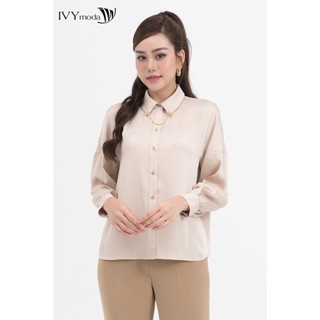 Áo sơ mi lụa phối phụ kiện nữ IVY moda MS 17M8159