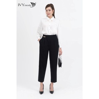 Áo sơ mi lụa phối phụ kiện nữ IVY moda MS 17M8159