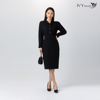Đầm ôm vai xếp nếp nữ ivy moda ms 48m7086