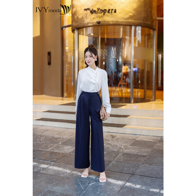 Quần suông đính khuy sườn nữ IVY moda MS 22M8505
